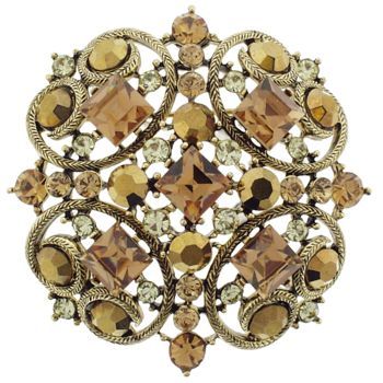 RJ Graziano - Sand Topaz and Citrine Victorian Style Swarovski Crystal Brooch Pin