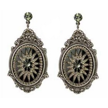 Tarina Tarantino - Gotham City - Etched Glass Starburst Cameo Earrings with Swarovski Crystal Post - Silver