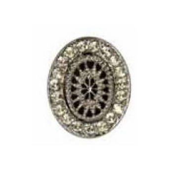 Tarina Tarantino - Gotham City - Etched Glass Starburst Cameo and Swarovski Crystal Ring - Silver