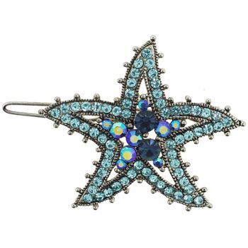 Karen Marie - Starfish Crystal Barrette - Aqua (1)