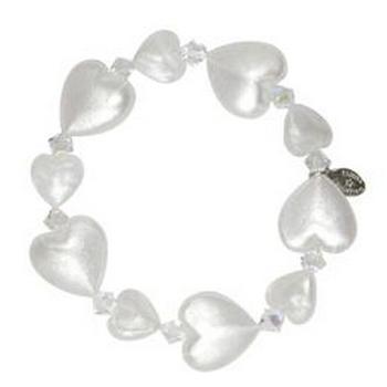 Tarina Tarantino - Iconic Collection - Swarovski Crystal Small Heart Stretch Bracelet - Alpine White