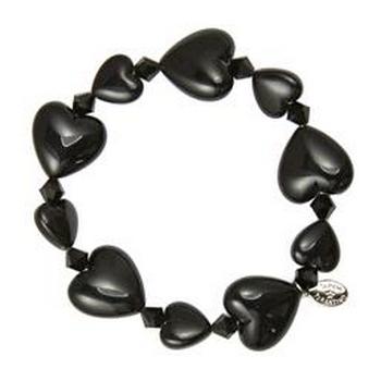 Tarina Tarantino - Iconic Collection - Swarovski Crystal Small Heart Stretch Bracelet - Licorice Whip