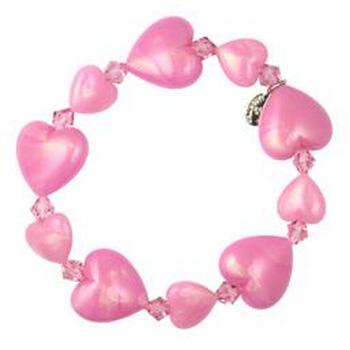 Tarina Tarantino - Iconic Collection - Swarovski Crystal Small Heart Stretch Bracelet - Pink Peppermint