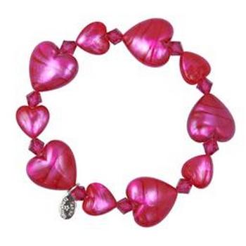 Tarina Tarantino - Iconic Collection - Swarovski Crystal Small Heart Stretch Bracelet - Tarina Pink