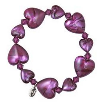 Tarina Tarantino - Iconic Collection - Swarovski Crystal Small Heart Stretch Bracelet - Violet Storm