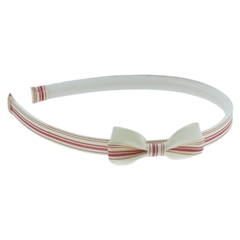 HB HairJewels - Lucy Collection - Skinny Stripe Headband w/Bow - Cream (1)