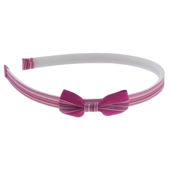 HB HairJewels - Lucy Collection - Skinny Stripe Headband w/Bow - Raspberry (1)