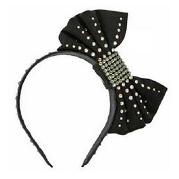 Tarina Tarantino - Gotham City - Ribbon Wrapped Large Suede Bow and Swarovski Crystal Headband