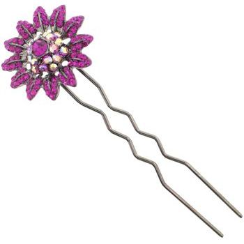 Karen Marie - Crystal Sunflower Chignon Fork - Fuchsia (1)