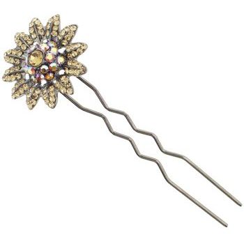 Karen Marie - Crystal Sunflower Chignon Fork - Gold Topaz (1)