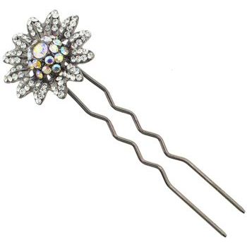 Karen Marie - Crystal Sunflower Chignon Fork - White (1)