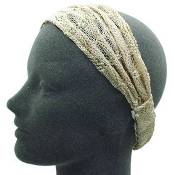 Susan Daniels - Headwrap - Crochet Pleated Soft Headwrap - Beige (1)