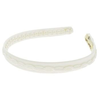 Susan Daniels - Headband - Thin White Satin w/White Trim