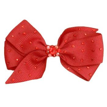Tarina Tarantino - Grograin Swarovski Crystal Embellished Ribbon Anywhere Clip - Red