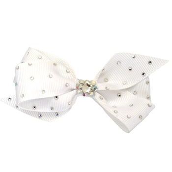 Tarina Tarantino - Grograin Swarovski Crystal Embellished Ribbon Anywhere Clip - White