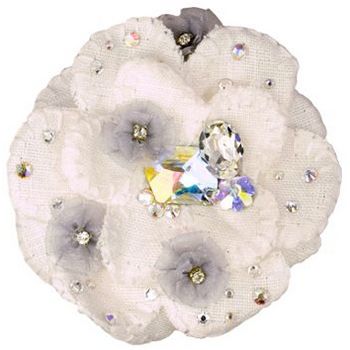 Tarina Tarantino - Large Linen Flower Anywhere Clip - White