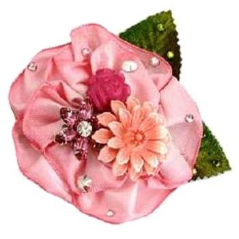 Tarina Tarantino - Collage Flower Anywhere Clip w/Vintage Resin Flower & Crystals - Pink