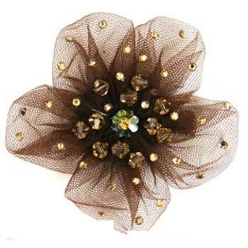 Tarina Tarantino - Tulle Flower Anywhere Clip - Brown