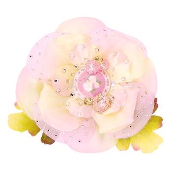 Tarina Tarantino - Large Organza & Crystal Collage Flower Anywhere Clip - Light Peach