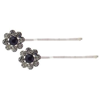 Tarina Tarantino - Crystal Flower Bobby Pins - Black Diamond/Jet