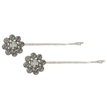Tarina Tarantino - Crystal Flower Bobby Pins - Black Diamond