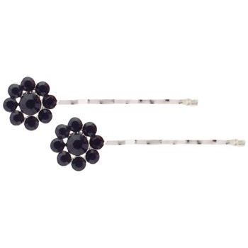 Tarina Tarantino - Crystal Flower Bobby Pins - Jet