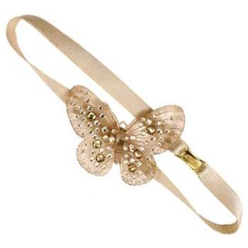 Tarina Tarantino - Elastic Ribbon Headband w/ Translucent Lucite & Crystal Butterfly - Nude