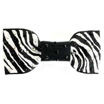 Tarina Tarantino - Animal Print Ribbon Bow Hairclip w/ Crystals - Silver Shadow