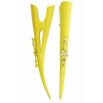 HB HairJewels - Yellow Banana Clips w/Crystals - Set of 2 Clips