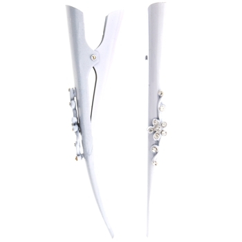 HB HairJewels - Lucy Collection - Austrian Crystal Daisy Banana Clips - White (Set of 2)