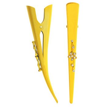 HB HairJewels - Lucy Collection - Austrian Crystal Daisy Banana Clips - Yellow (Set of 2)