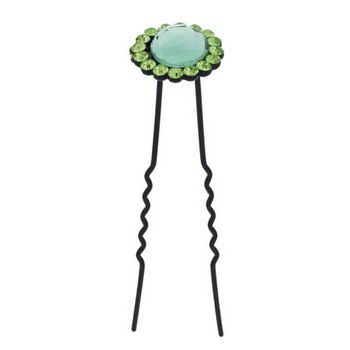 Karen Marie - Large Crystal French Hairpin - Peridot (1)