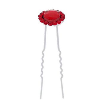 Karen Marie - Large Crystal French Hairpin - Ruby & Silver (1)