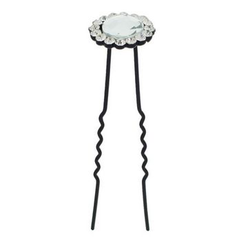 Karen Marie - Large Crystal French Hairpin - White (1)