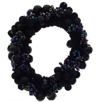 Camila - Beaded Scrunchie - Black