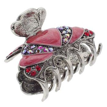 HB HairJewels - Hip Clips - Heart Enamel & Crystal Jaw - Ruby Red (1)