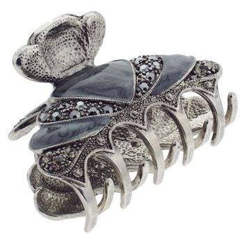 HB HairJewels - Hip Clips - Heart Enamel & Crystal Jaw - Black Hued (1)