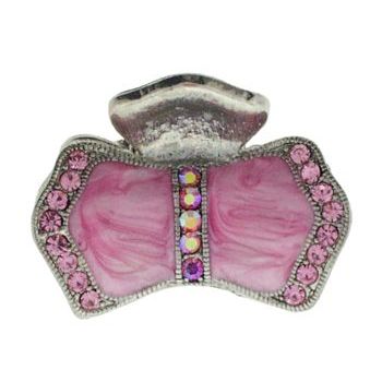 Karen Marie - Mini Enamel & Crystal Bowtie Jaw - Pink (1)