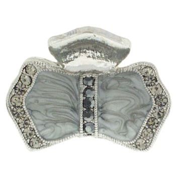Karen Marie - Mini Enamel & Crystal Bowtie Jaw - Smoke (1)