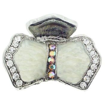 Karen Marie - Mini Enamel & Crystal Bowtie Jaw - White (1)