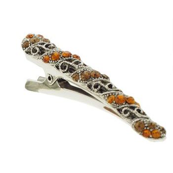 Karen Marie - Mini Filigree Crystal Clip - Amber (1)