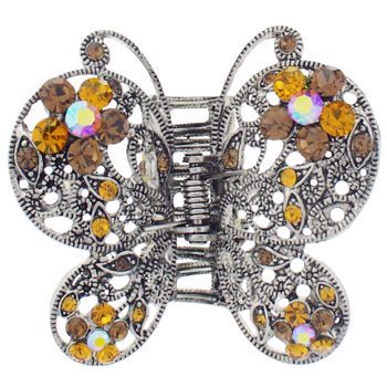 Karen Marie - Large Crystal Butterfly Claw Clip - Amber