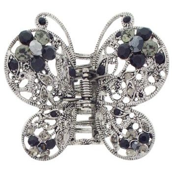 Karen Marie - Large Crystal Butterfly Claw Clip - Black