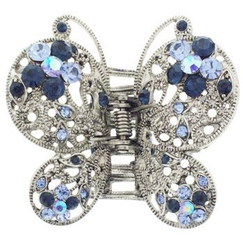 Karen Marie - Large Crystal Butterfly Claw Clip - Blue Sapphire