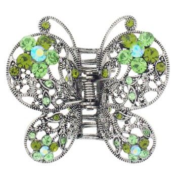 Karen Marie - Large Crystal Butterfly Claw Clip - Peridot