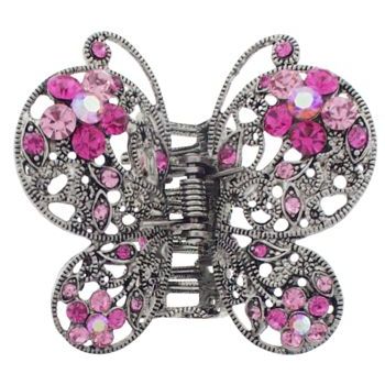 Karen Marie - Large Crystal Butterfly Claw Clip - Pink