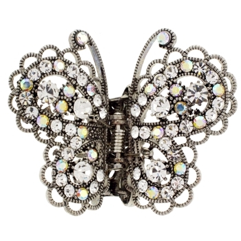 Karen Marie - Frilly Lace Crystal Butterfly Claw - White Diamond & White AB (1)