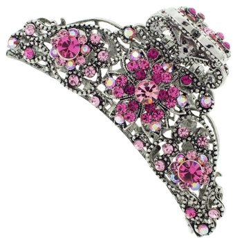 Karen Marie - Extra Large Crystal Encrusted Claw - Rose-Hued (1)