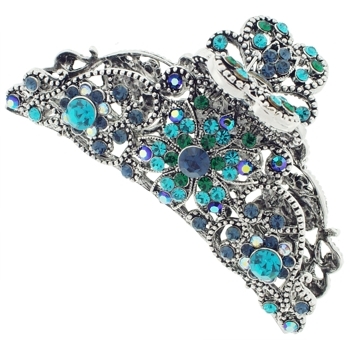 Karen Marie - Extra Large Crystal Encrusted Claw - Blue-Hued (1)