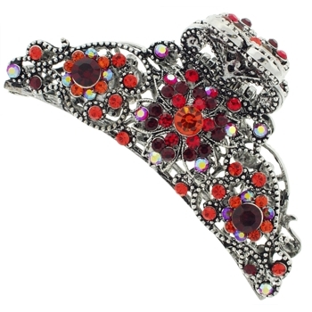 Karen Marie - Extra Large Crystal Encrusted Claw - Red-Hued (1)